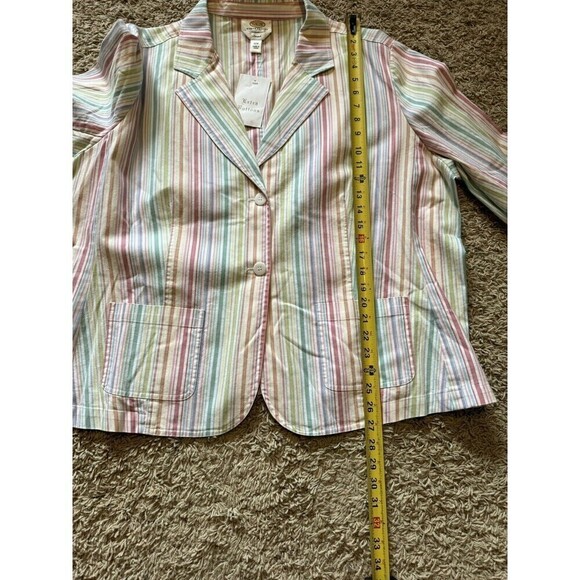 Talbots Blazer 22W Petites Jacket Multicolored Striped Button Down Career NEW - Picture 7 of 8